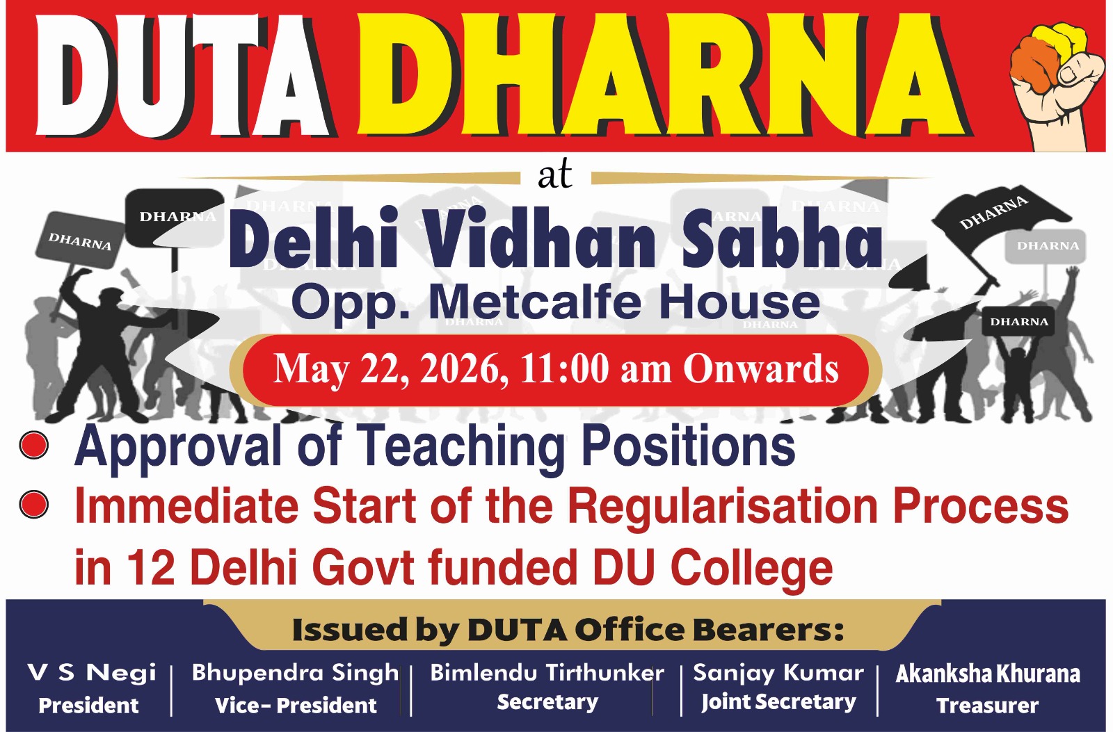 DUTA DHARNA at Delhi Vidhan Sabha
