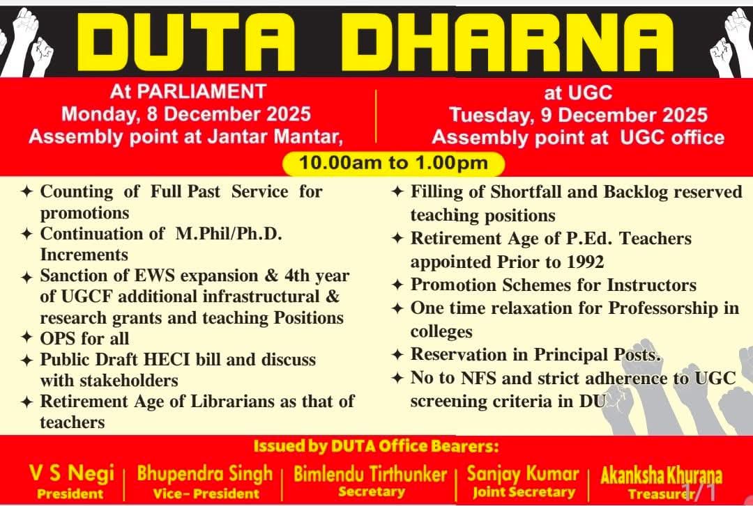 DUTA DHARNA At PARLIAMENT and at UGC