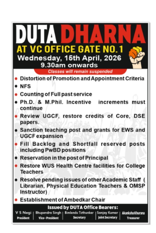 DUTA DHARNA AT VC OFFICE GATE NO. 1